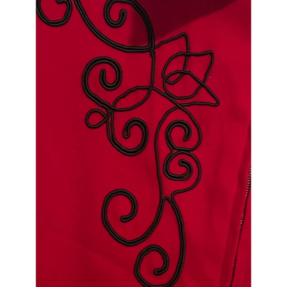 Notations Woman‎ Red Zipper Felt Jacket Black Embroidered Design Size 2X - Picture 6 of 6